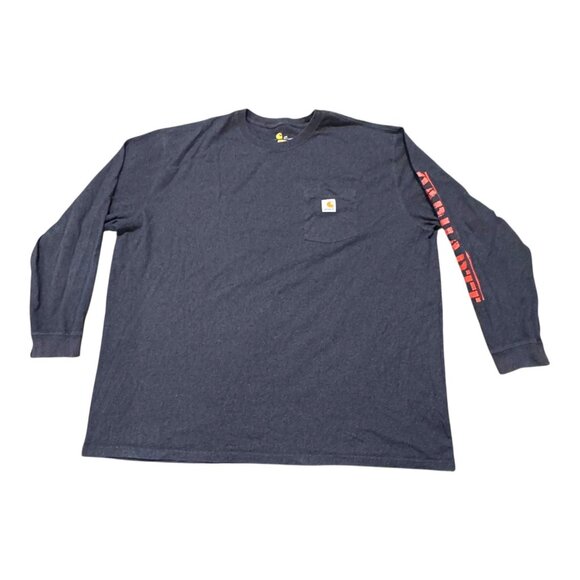 Carhartt Mens Original Fit Long Sleeve Pocket T-Shirt 4XL Dark Heather Gray - Picture 1 of 7